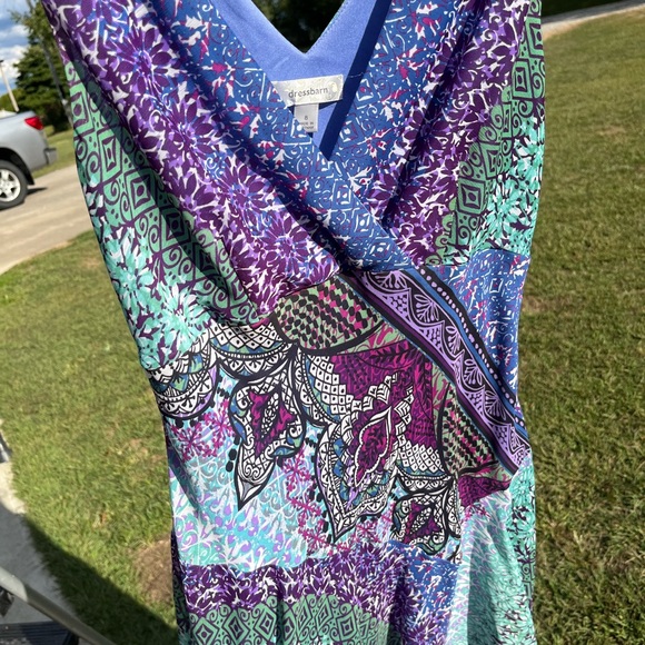 dressbarn Purple and Blue Patterned Maxi Dress - Picture 1 of 8